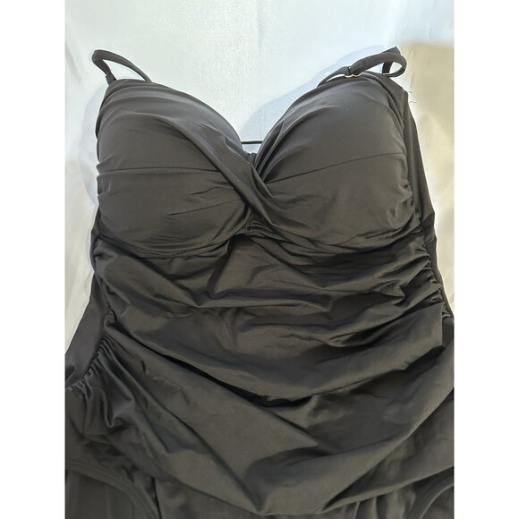 Anne Cole 1 Piece Black Swimsuit Bathing Suit Removable Strap Size 16 - Picture 2 of 9